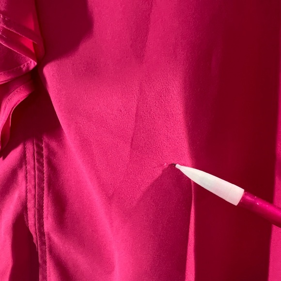 Karl Lagerfeld Paris Blouse Womens XL Pink Ruffle Trim V Neck Button Up Top - Picture 5 of 15